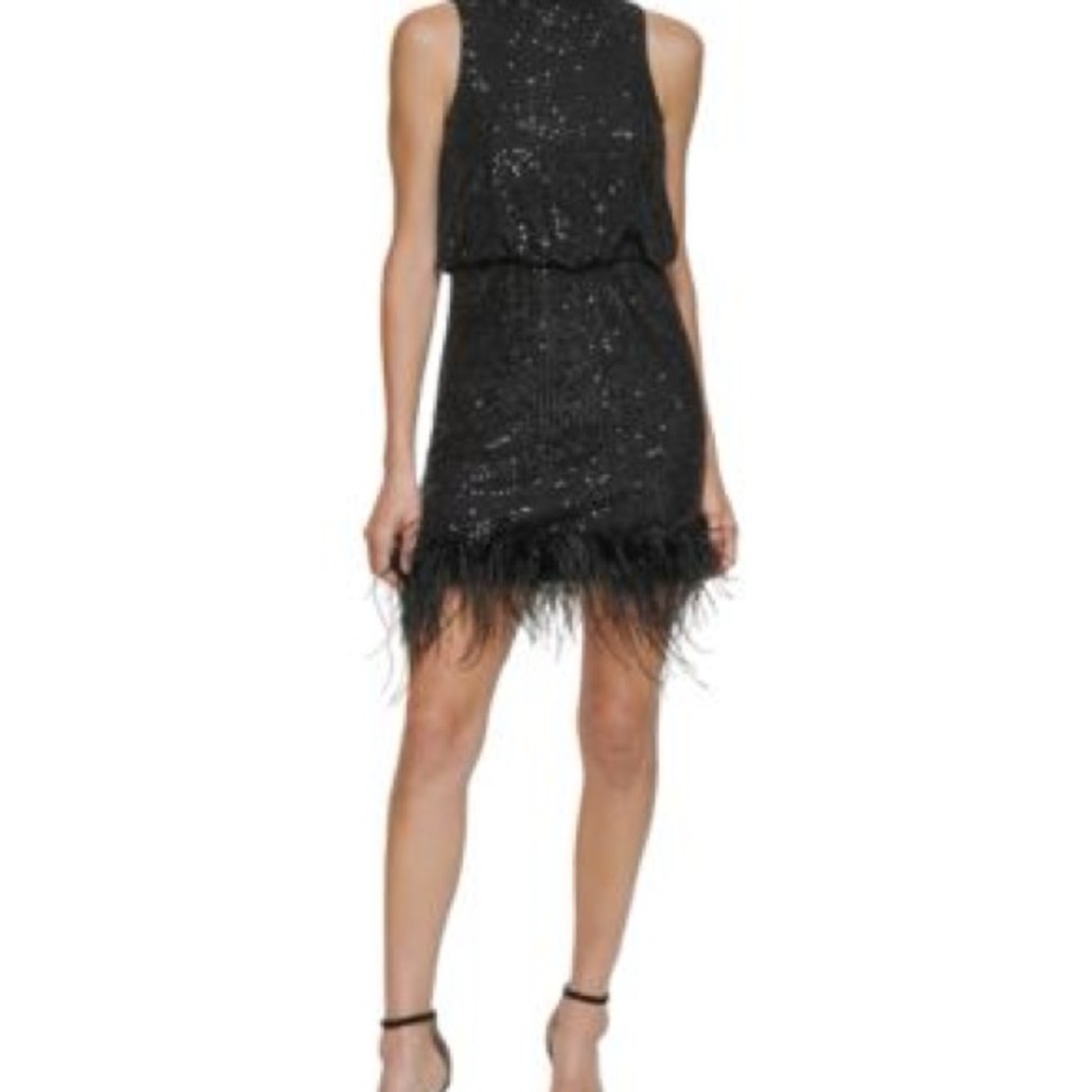 BNWT Eliza J Black Sequin Mini Dress Cocktail Size 8